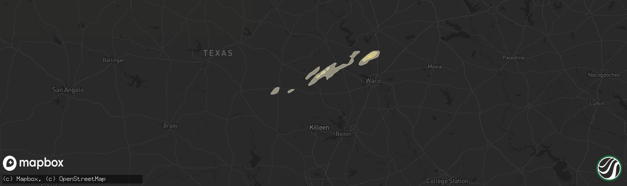 Hail map in Gatesville, TX on November 24, 2025