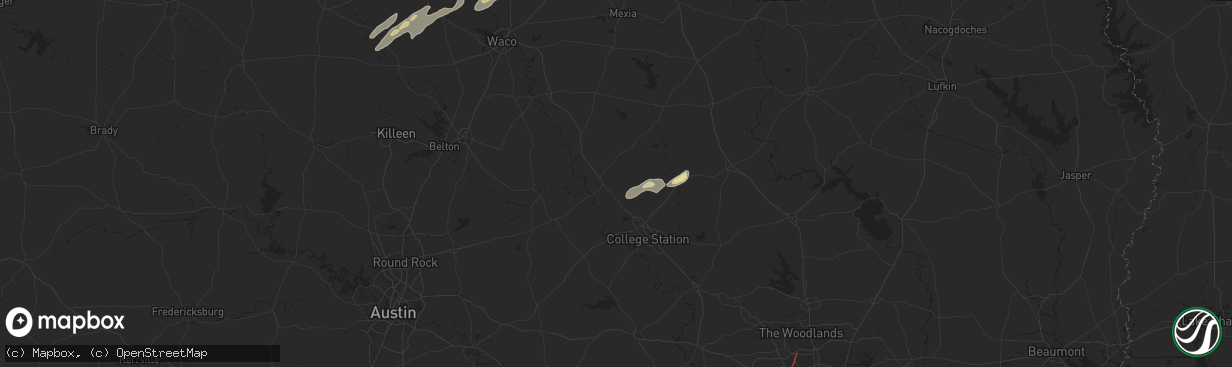 Hail map in Hearne, TX on November 24, 2025