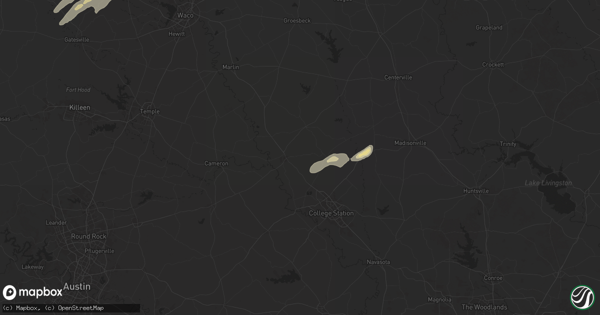 Hail map in Hearne, TX on November 24, 2025