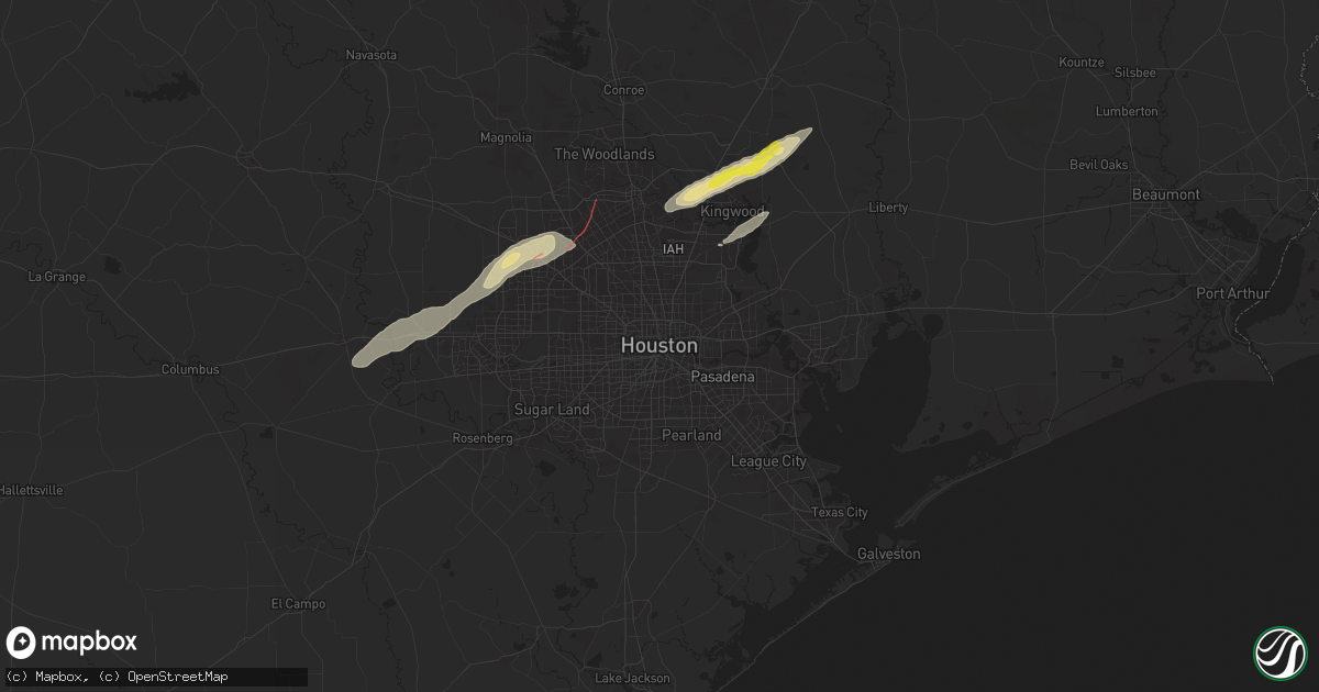 Hail map in Houston, TX on November 24, 2025