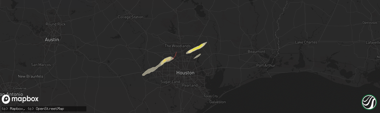 Hail map in Humble, TX on November 24, 2025