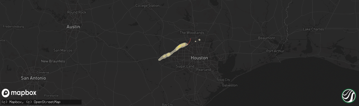 Hail map in Katy, TX on November 24, 2025