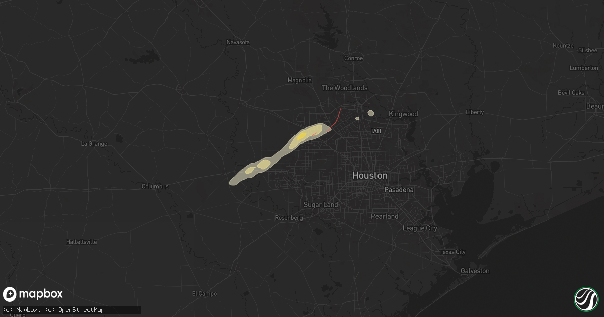 Hail map in Katy, TX on November 24, 2025