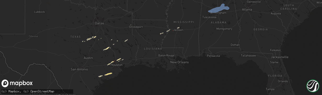 Hail map in Louisiana on November 24, 2025