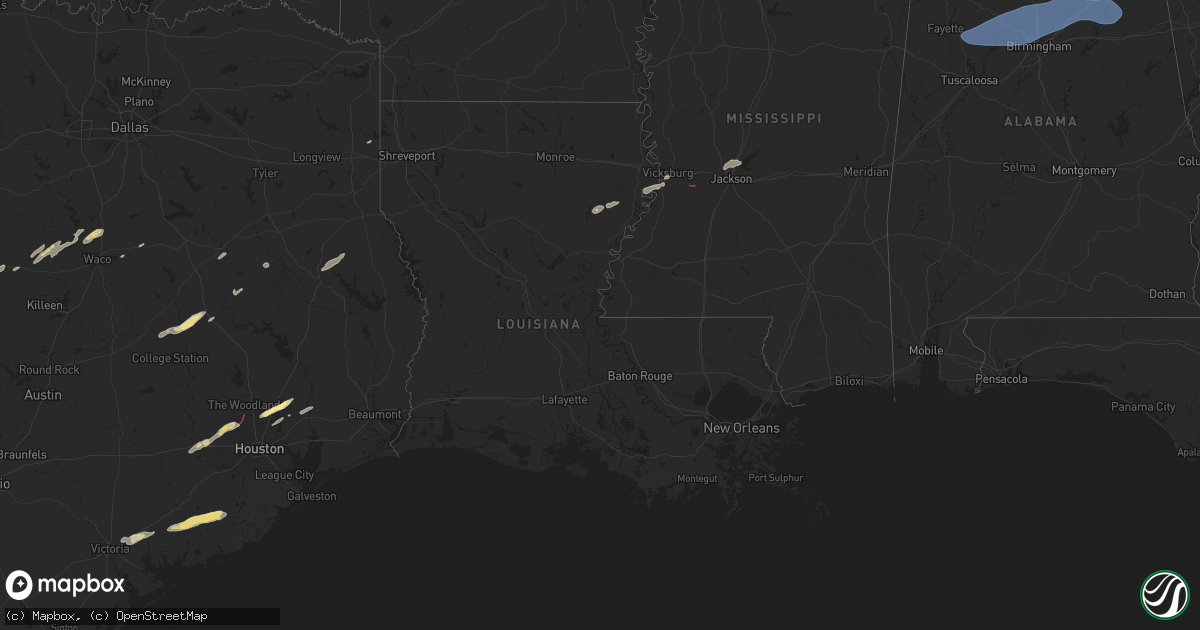 Hail map in Louisiana on November 24, 2025