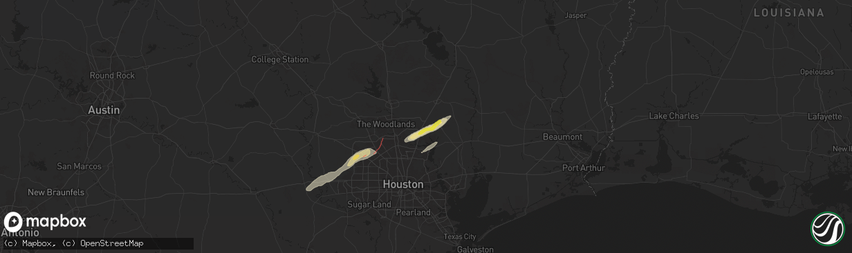 Hail map in New Caney, TX on November 24, 2025