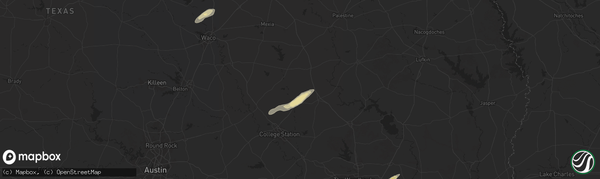 Hail map in Normangee, TX on November 24, 2025