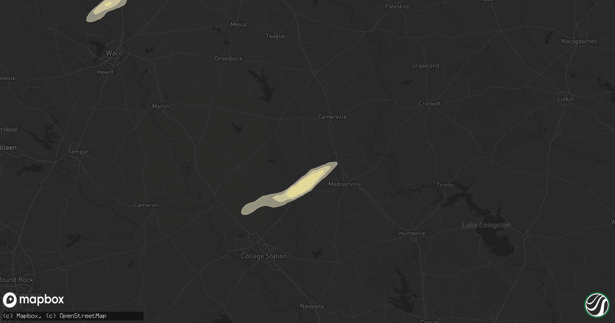 Hail map in Normangee, TX on November 24, 2025