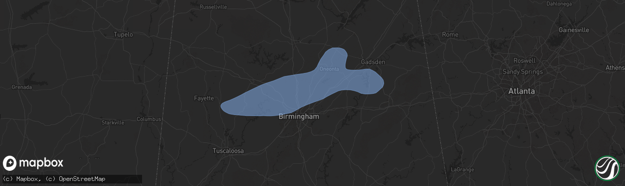 Hail map in Pinson, AL on November 24, 2025