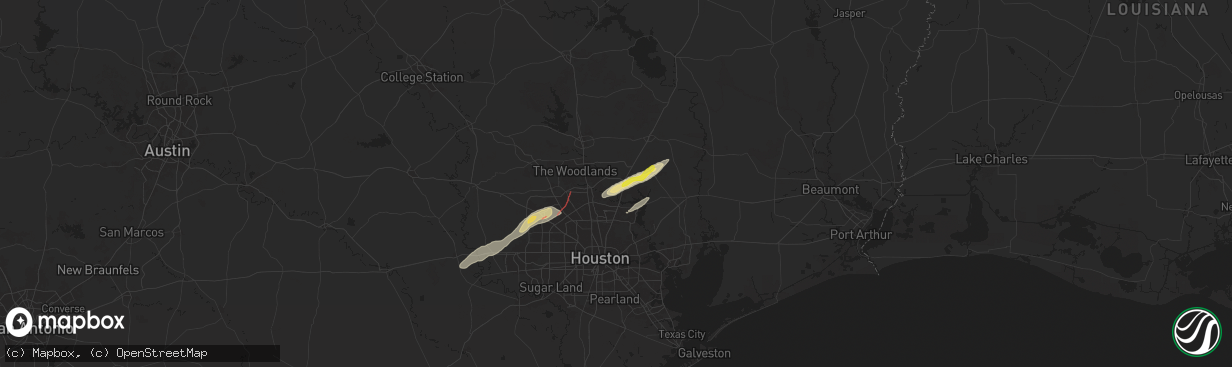 Hail map in Porter, TX on November 24, 2025