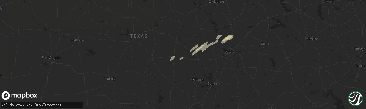 Hail map in Purmela, TX on November 24, 2025