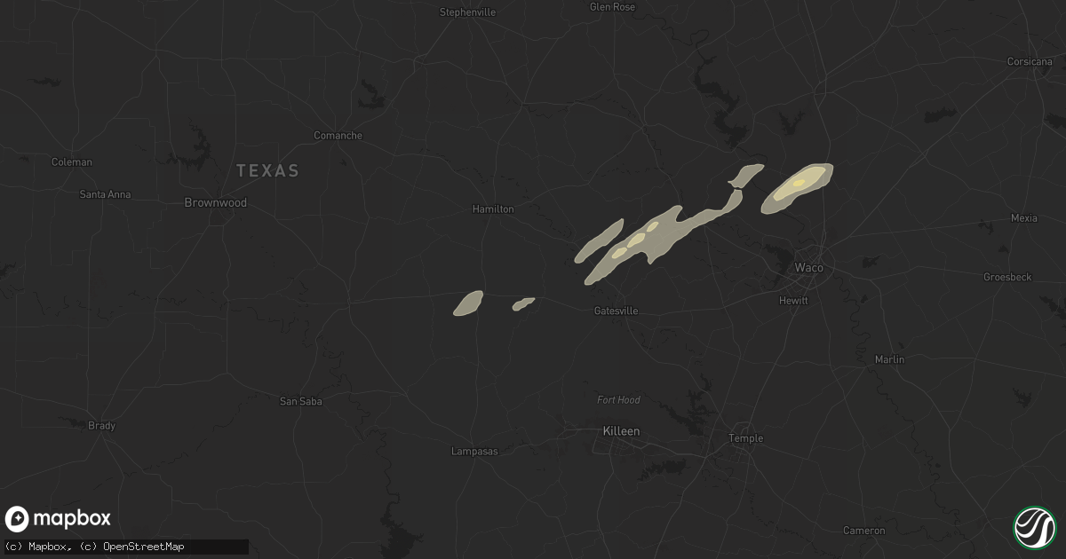 Hail map in Purmela, TX on November 24, 2025