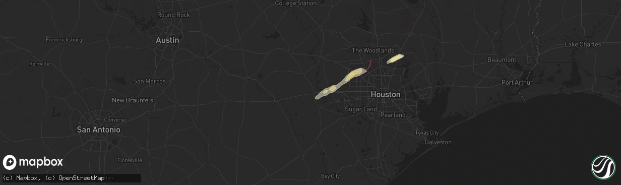 Hail map in Sealy, TX on November 24, 2025