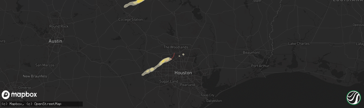 Hail map in Spring, TX on November 24, 2025