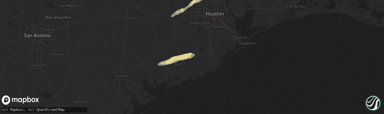 Hail map in Sweeny, TX on November 24, 2025