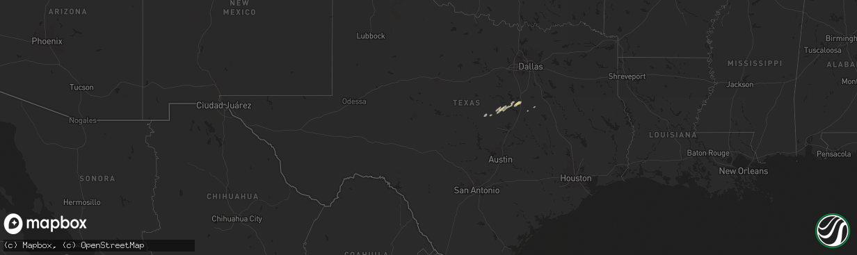 Hail map in Texas on November 24, 2025