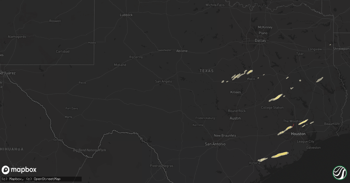 Hail map in Texas on November 24, 2025