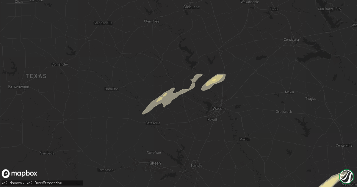 Hail map in Valley Mills, TX on November 24, 2025