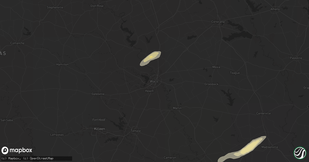 Hail map in Waco, TX on November 24, 2025