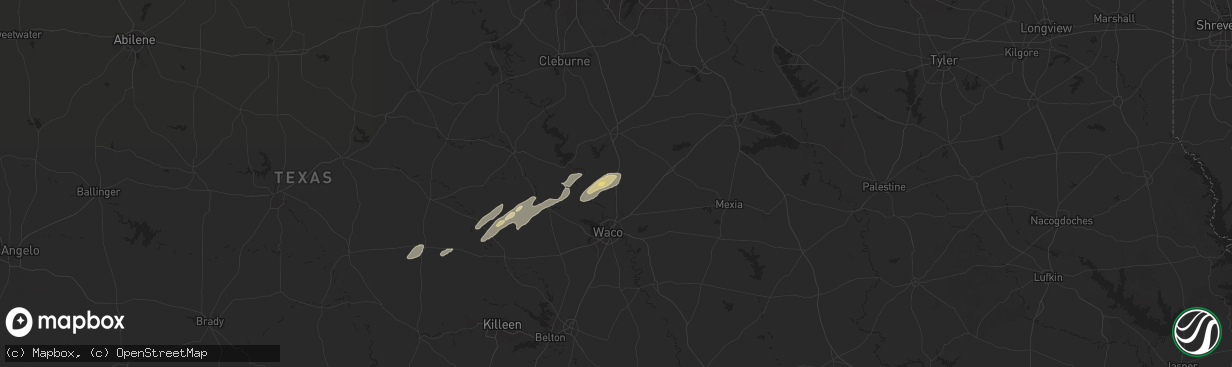 Hail map in West, TX on November 24, 2025