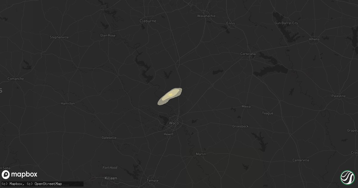 Hail map in West, TX on November 24, 2025