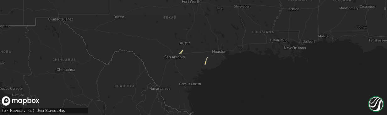 Hail map in Texas on November 25, 2022