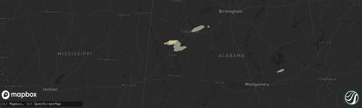 Hail map in Akron, AL on November 25, 2025