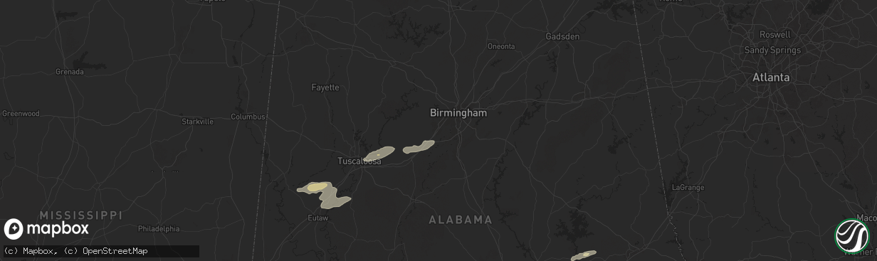 Hail map in Bessemer, AL on November 25, 2025