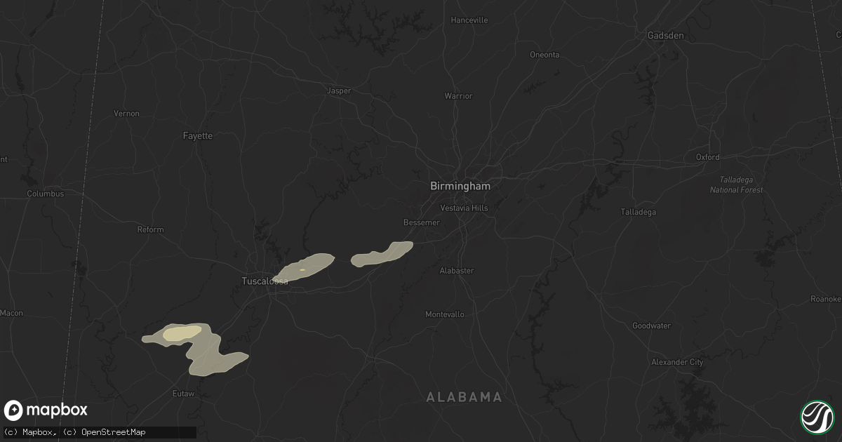 Hail map in Bessemer, AL on November 25, 2025
