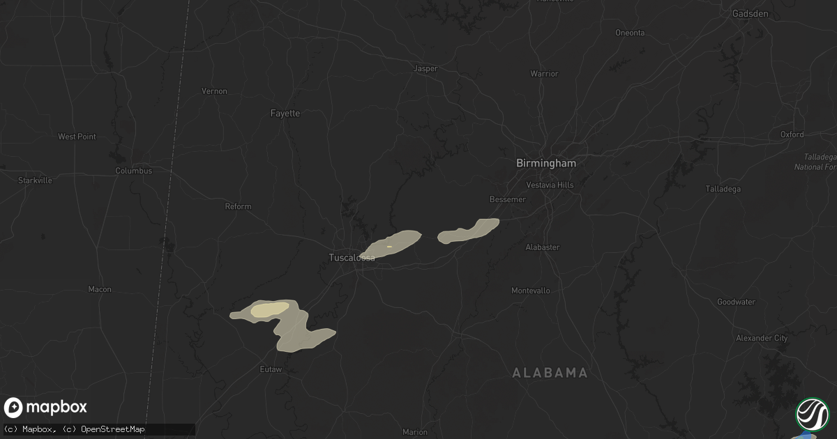 Hail map in Brookwood, AL on November 25, 2025