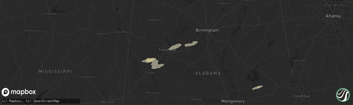 Hail map in Cottondale, AL on November 25, 2025