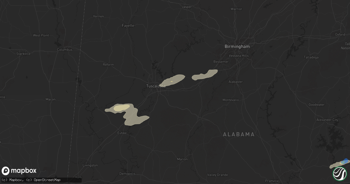 Hail map in Cottondale, AL on November 25, 2025