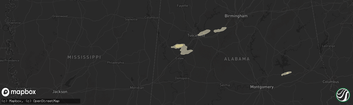 Hail map in Eutaw, AL on November 25, 2025