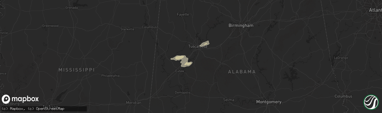 Hail map in Fosters, AL on November 25, 2025
