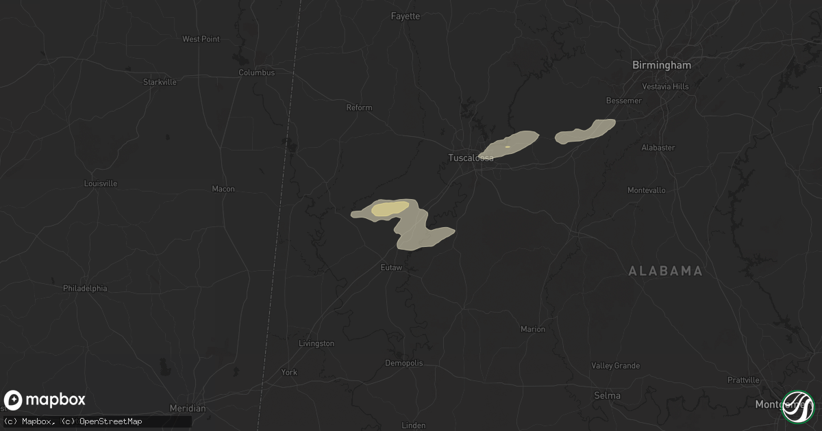 Hail map in Knoxville, AL on November 25, 2025