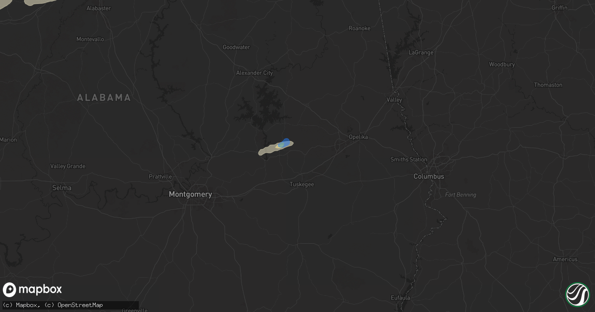 Hail map in Notasulga, AL on November 25, 2025