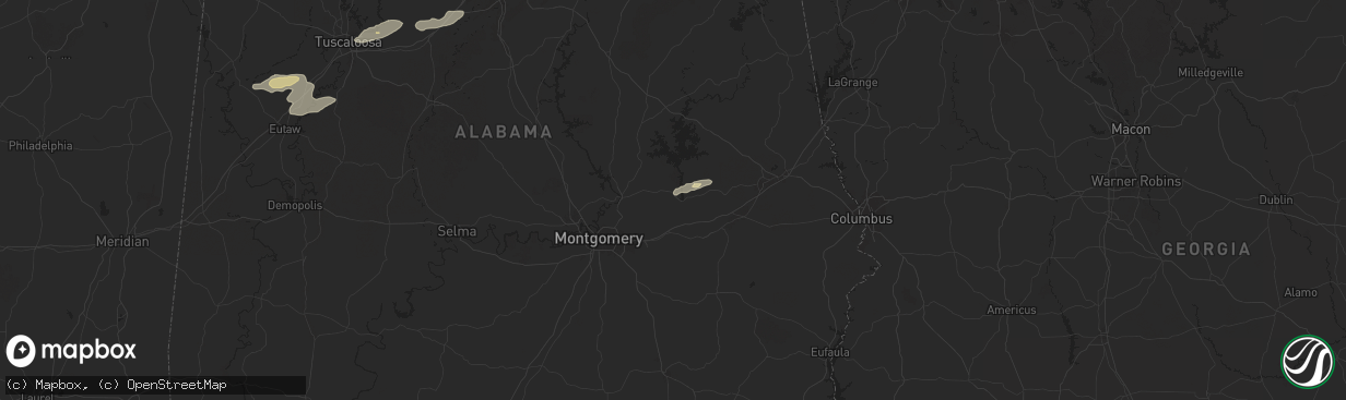 Hail map in Tallassee, AL on November 25, 2025