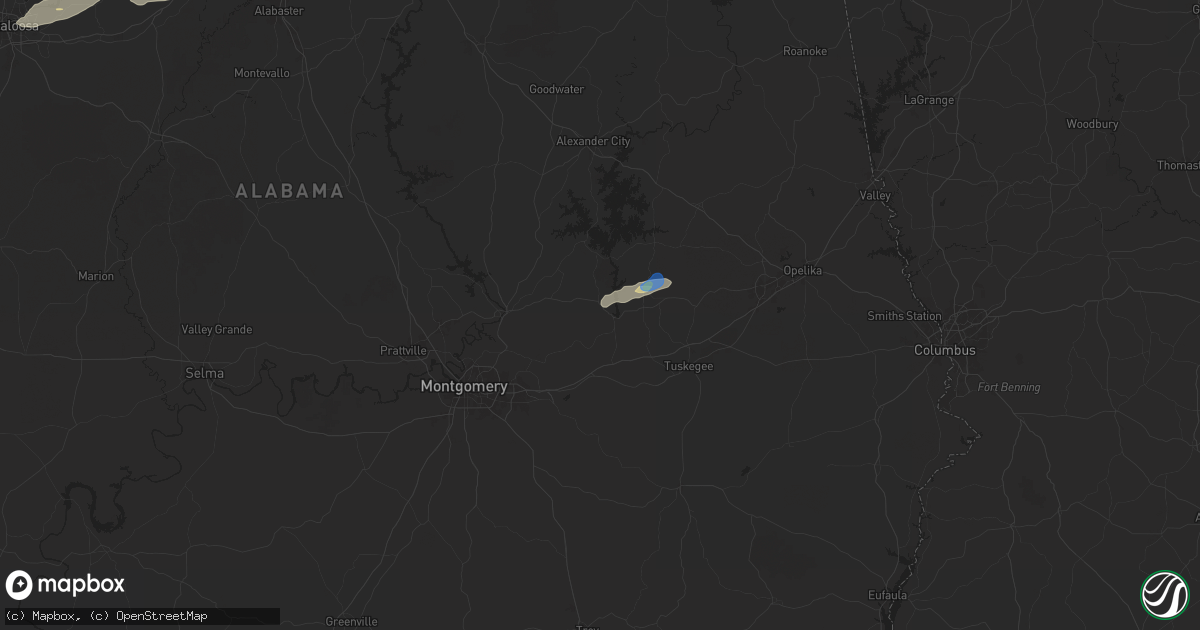 Hail map in Tallassee, AL on November 25, 2025