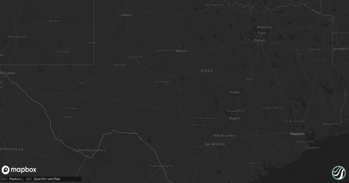 Hail map in Texas on November 25, 2025