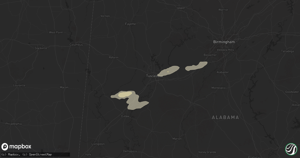 Hail map in Tuscaloosa, AL on November 25, 2025