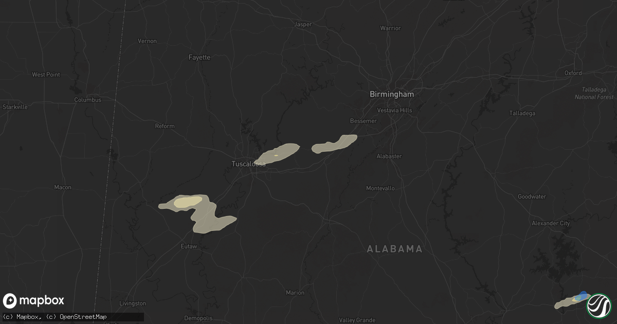 Hail map in Vance, AL on November 25, 2025