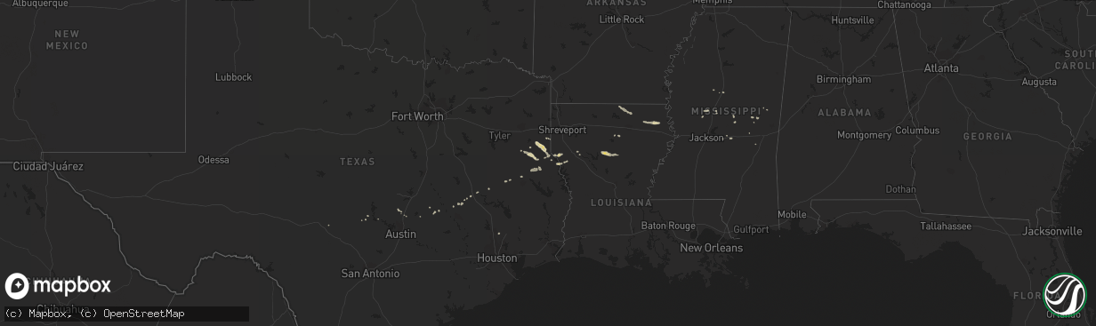 Hail map in Louisiana on November 26, 2012