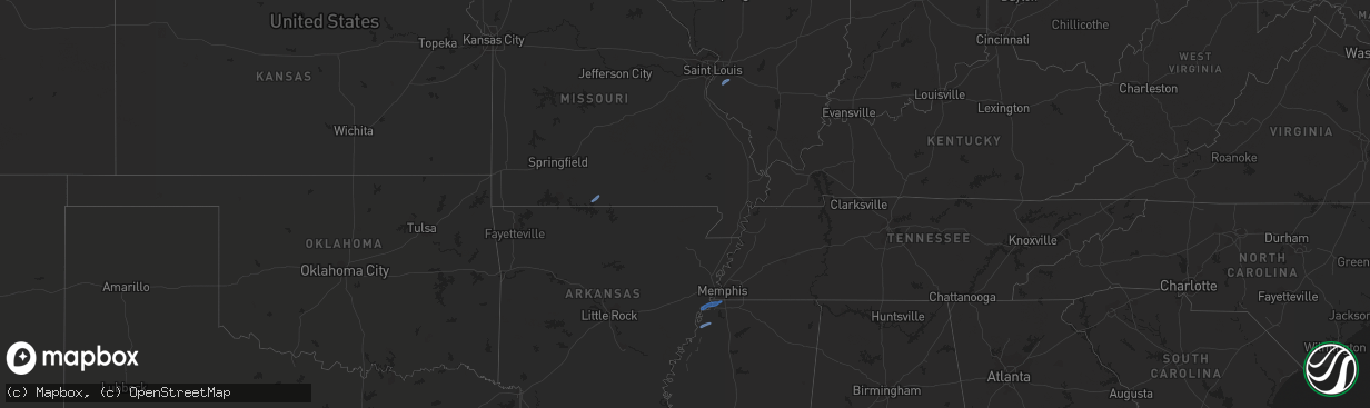 Hail map in Arkansas on November 26, 2019