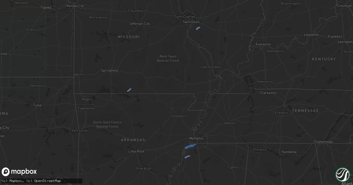 Hail map in Missouri on November 26, 2019