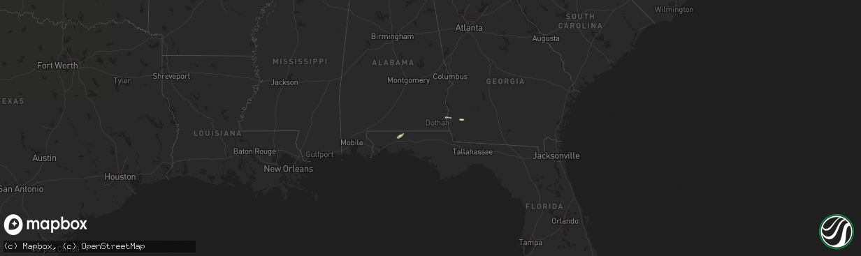 Hail map in Alabama on November 26, 2020