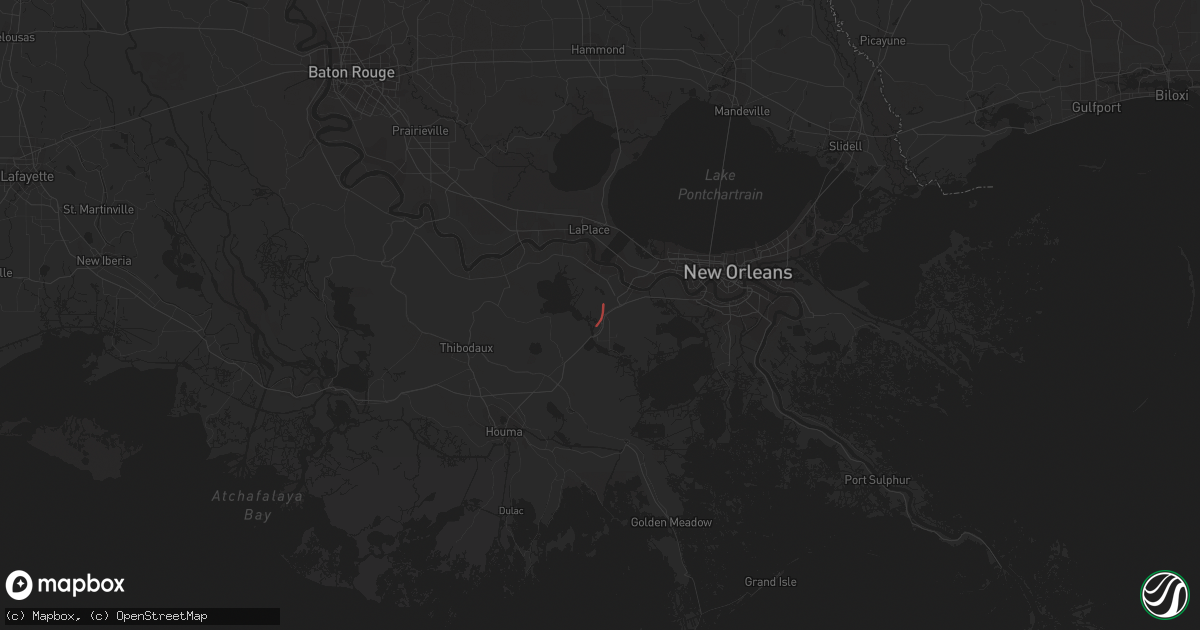 Hail map in Des Allemands, LA on November 26, 2022