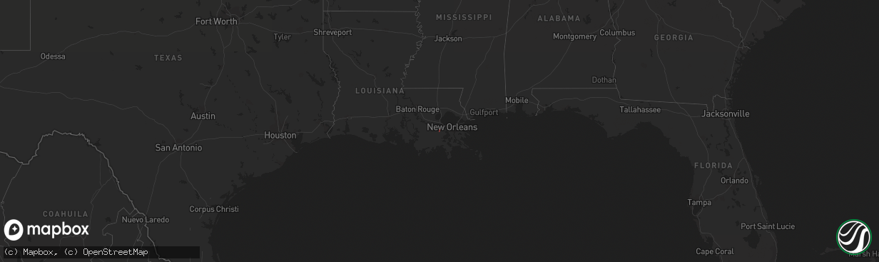 Hail map in Louisiana on November 26, 2022