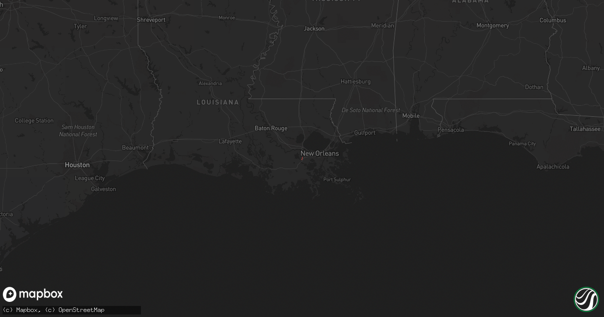 Hail map in Louisiana on November 26, 2022