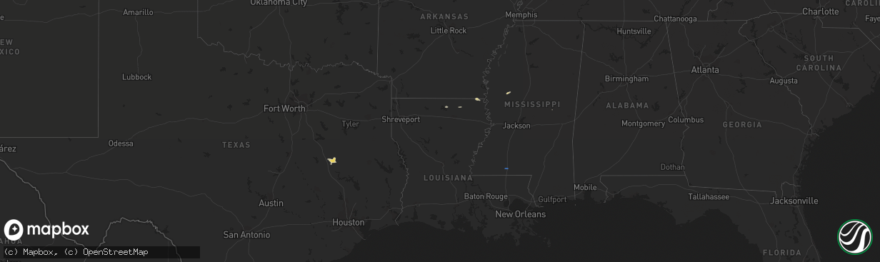 Hail map in Arkansas on November 27, 2020