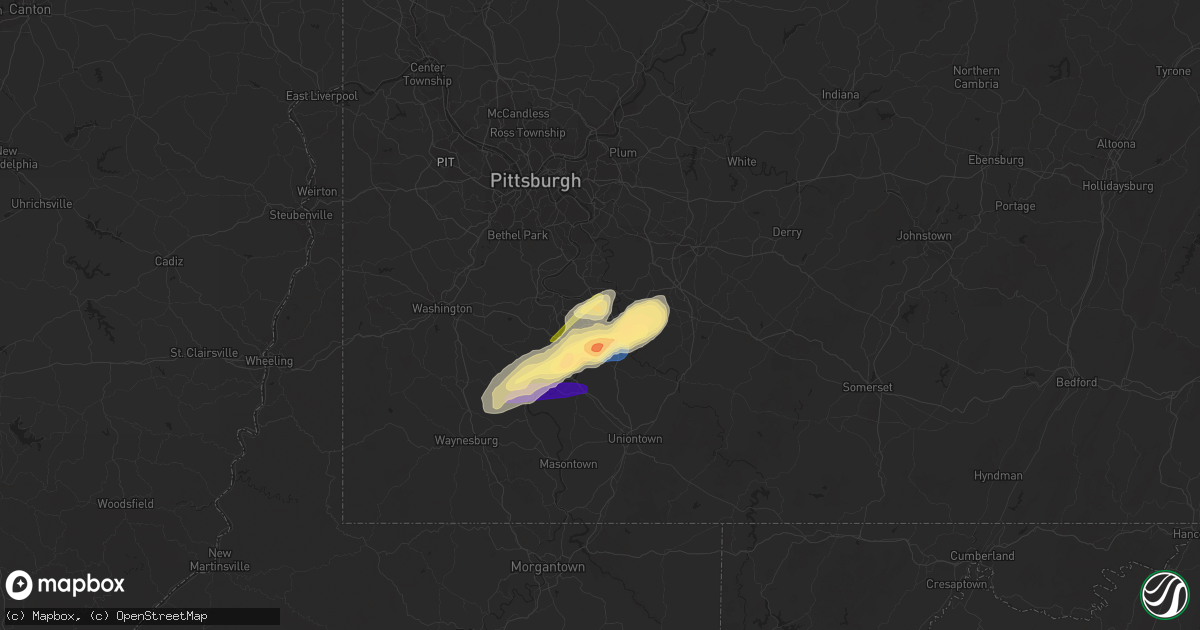 Hail map in Belle Vernon, PA on November 27, 2022